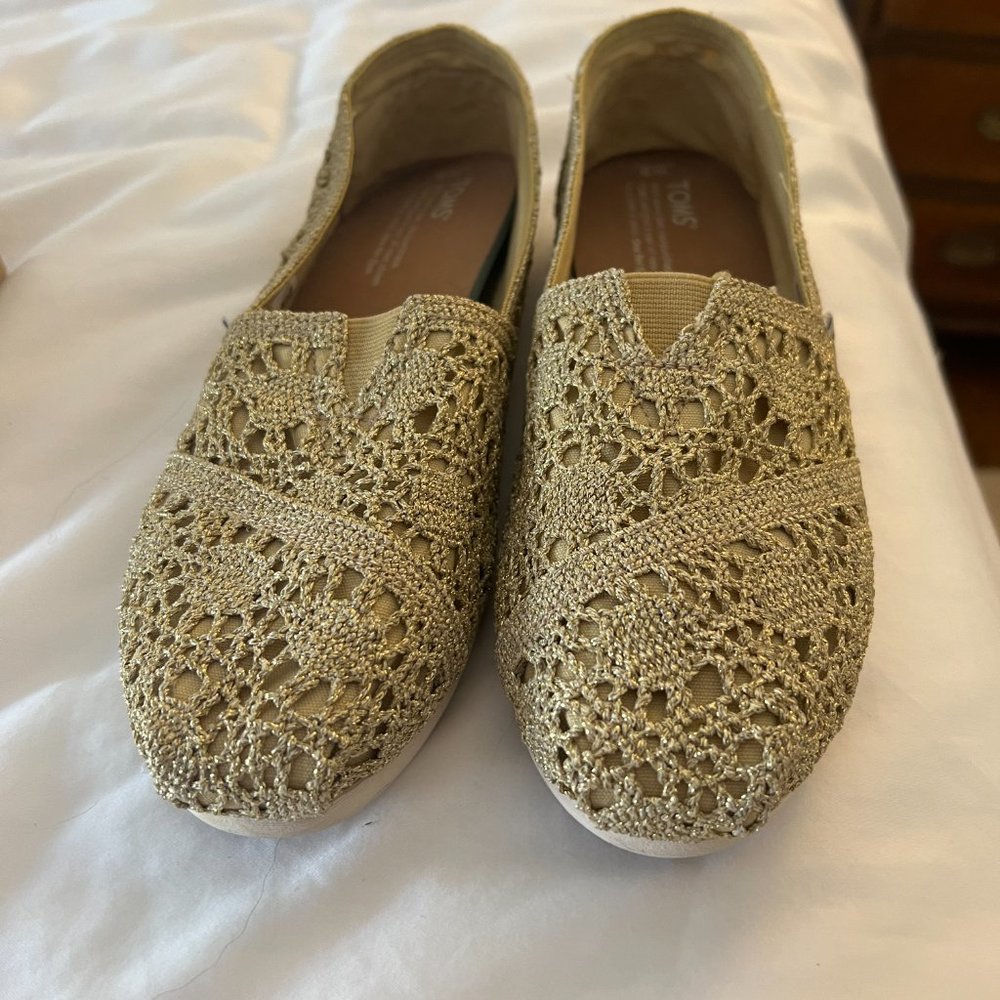 TOMS ladies Classic Mesh Gold Metallic alpargatas size 9 - Picture 5 of 5